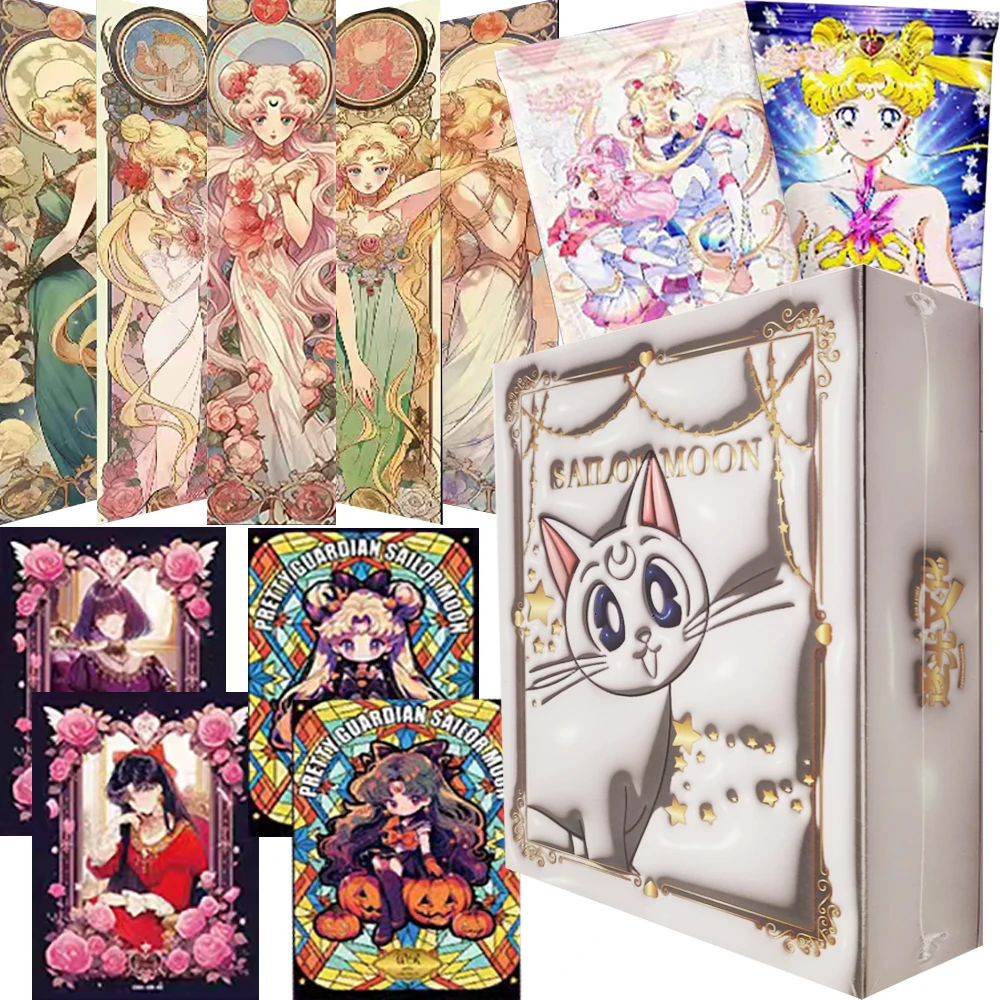 

Magical Girl Sailor Moon Collection Cards Fantasy Anime Beautiful Girl Tsukino Usagi Classic Comic Scene Cards Gifts for Kids