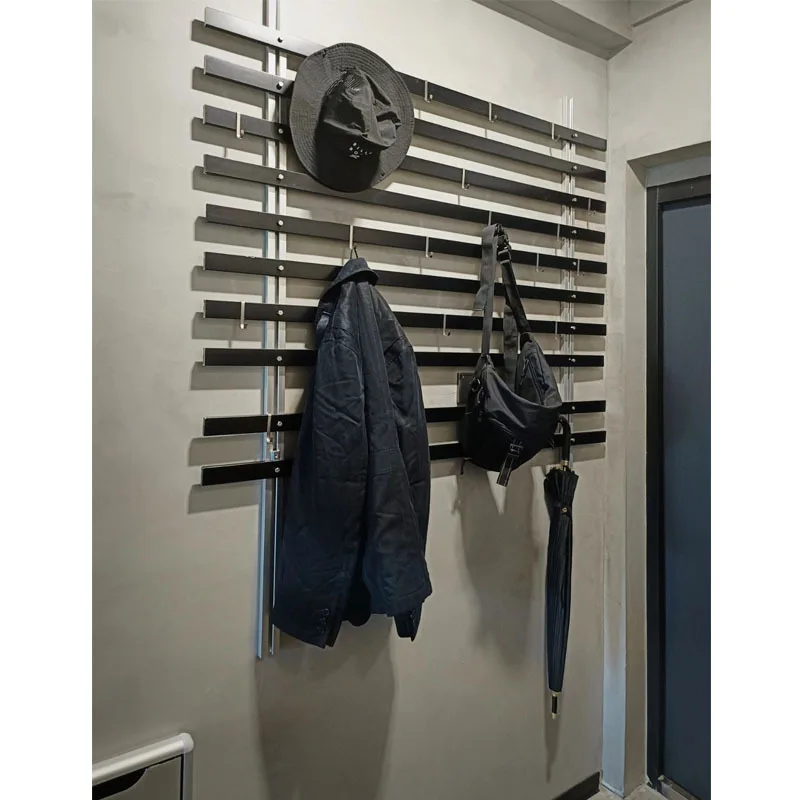 Clothes and hats storage rack hanging on the wall, Nordic retro home entrance hanging clothes rack, bedroom entrance wall storag