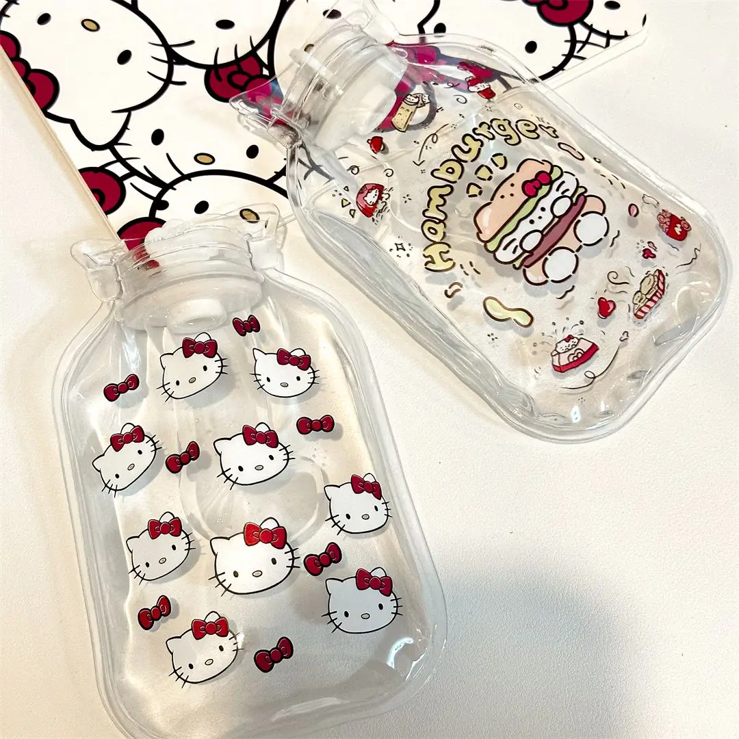 Kawaii Sanrio Hello Kitty Hot Water Bag Anime Cute Beauty Student Winter Warm Hands Portable Transparent Hot Water Bag Gifts