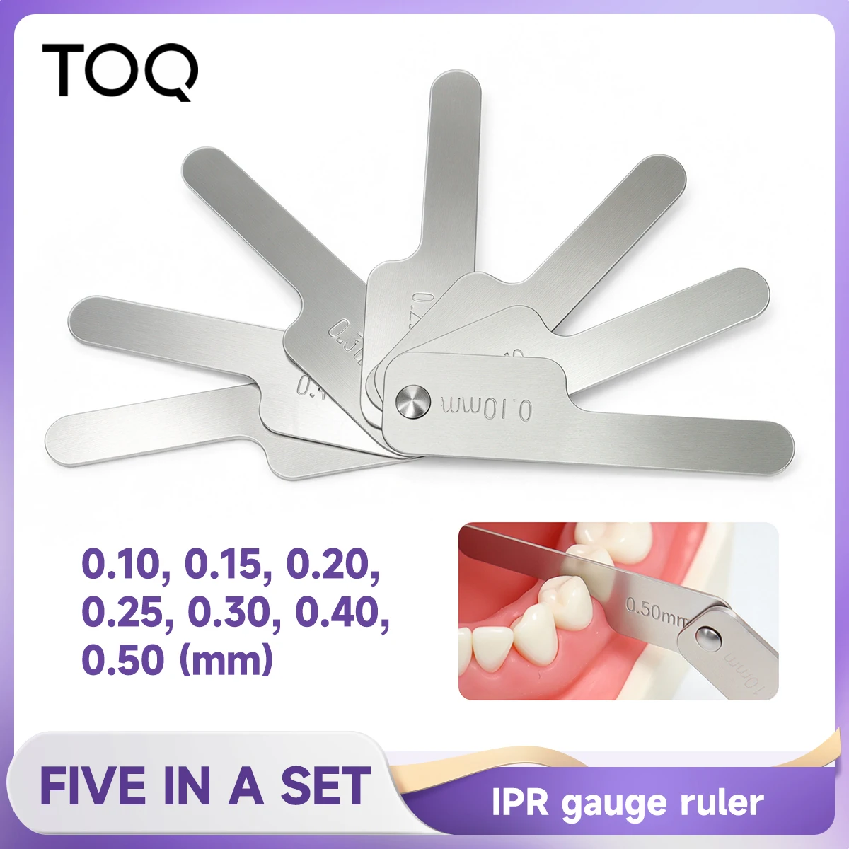 TOQ Dental Interproximal Reduction Gauge Ruler Tooth Gap Measure Reciprocating IPR System Stainless Steel Orthodontic Instrument