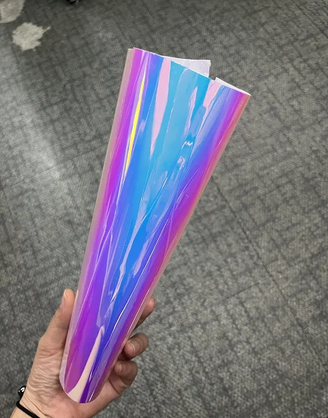 1.52*18m/roll Self Adhesive Glossy Holographic Rainbow Mirror Chameleon Chrome Car Vinyl Wrap Sticker