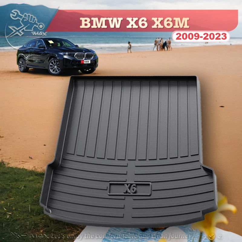 

For BMW X6 X6M 2009-2023 TPE Custom Fit Car Trunk Mat All Season Black Cargo Mat 3D Shaped Laser Measured Trunk Liners