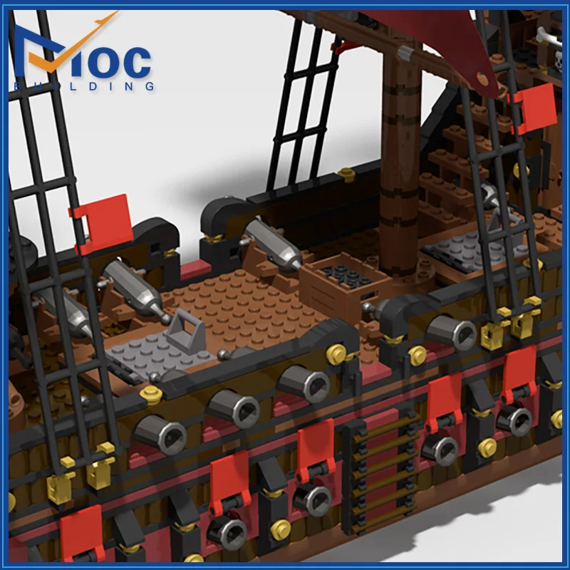 MOC Building Blocks The Crimson Sparrow Pirate Boat DIY Creative Assembly Bricks Model Toys Collection Display Holiday Gifts