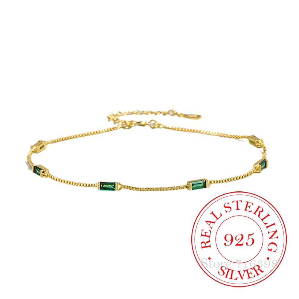 925er Sterlingsilber, grüner Stein, Retro-Kettenarmband für Damen und Herren, Charms, Party-Geschenk, Hochzeit, Verlobung, Modeschmuck