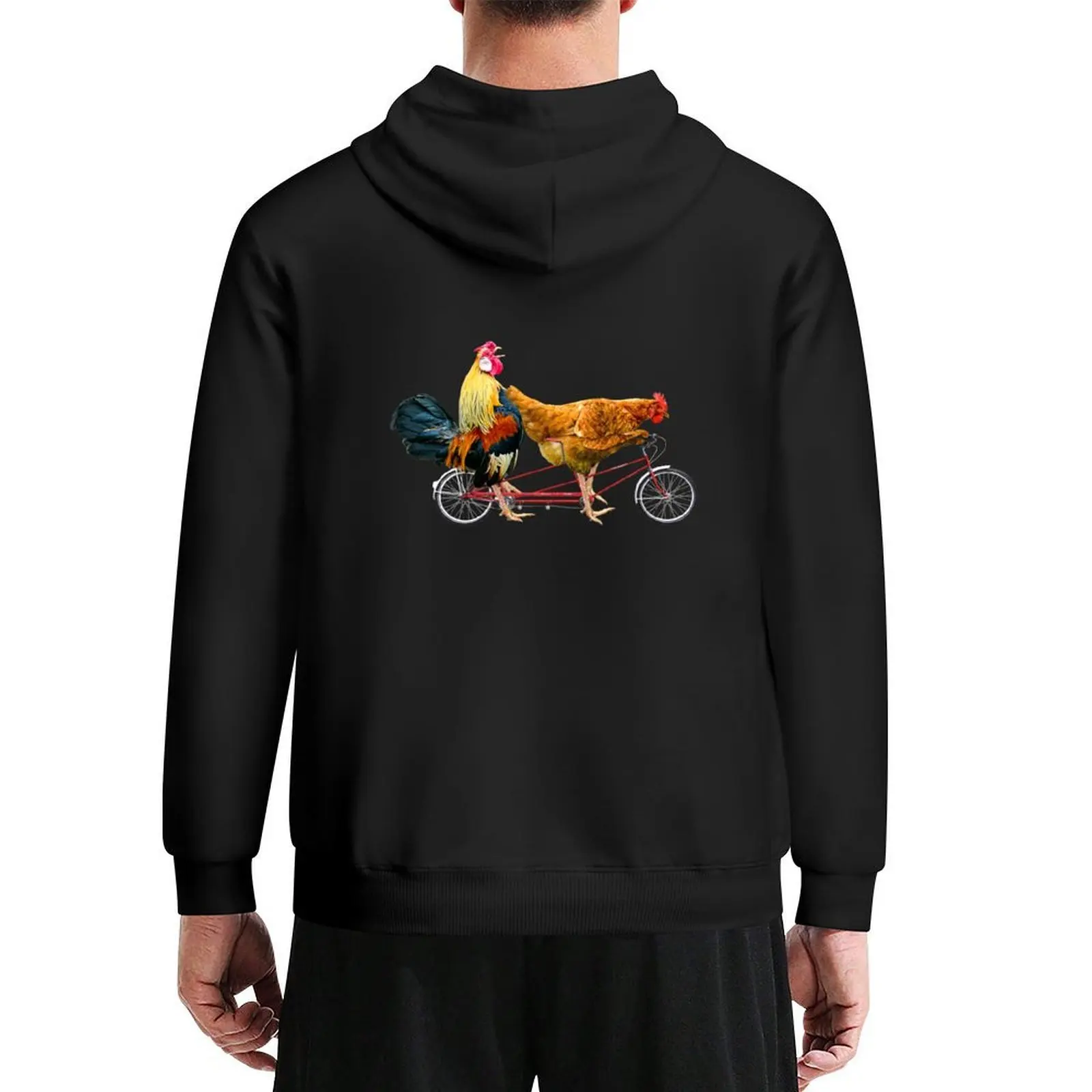 

Chickens on a Tandem Bicycle Hoodie hooded shirt autumn clothes men wear men's winter sweater hoodie graphic