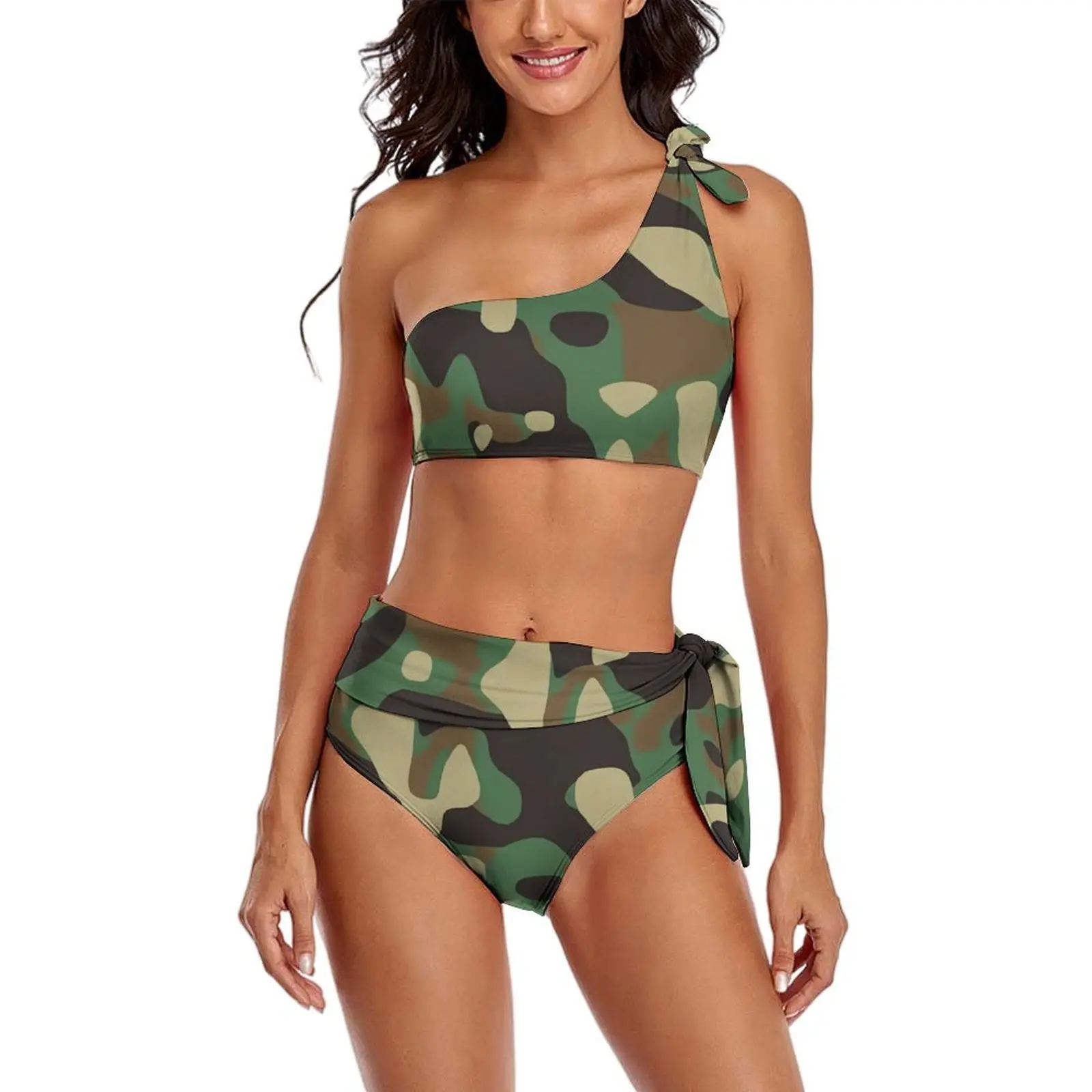

Military Camo Bikini Swimsuit Cool Gift Sloth Camouflage High Waisted Swimwear Sexy Bikinis Set Women Push Up Bathing Suit
