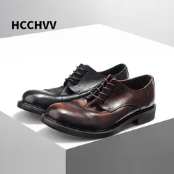 Retro High Quality Genuine Leather Men Shoes Lace-Up Business Dress Men Oxfords Shoes Male Formal Shoes