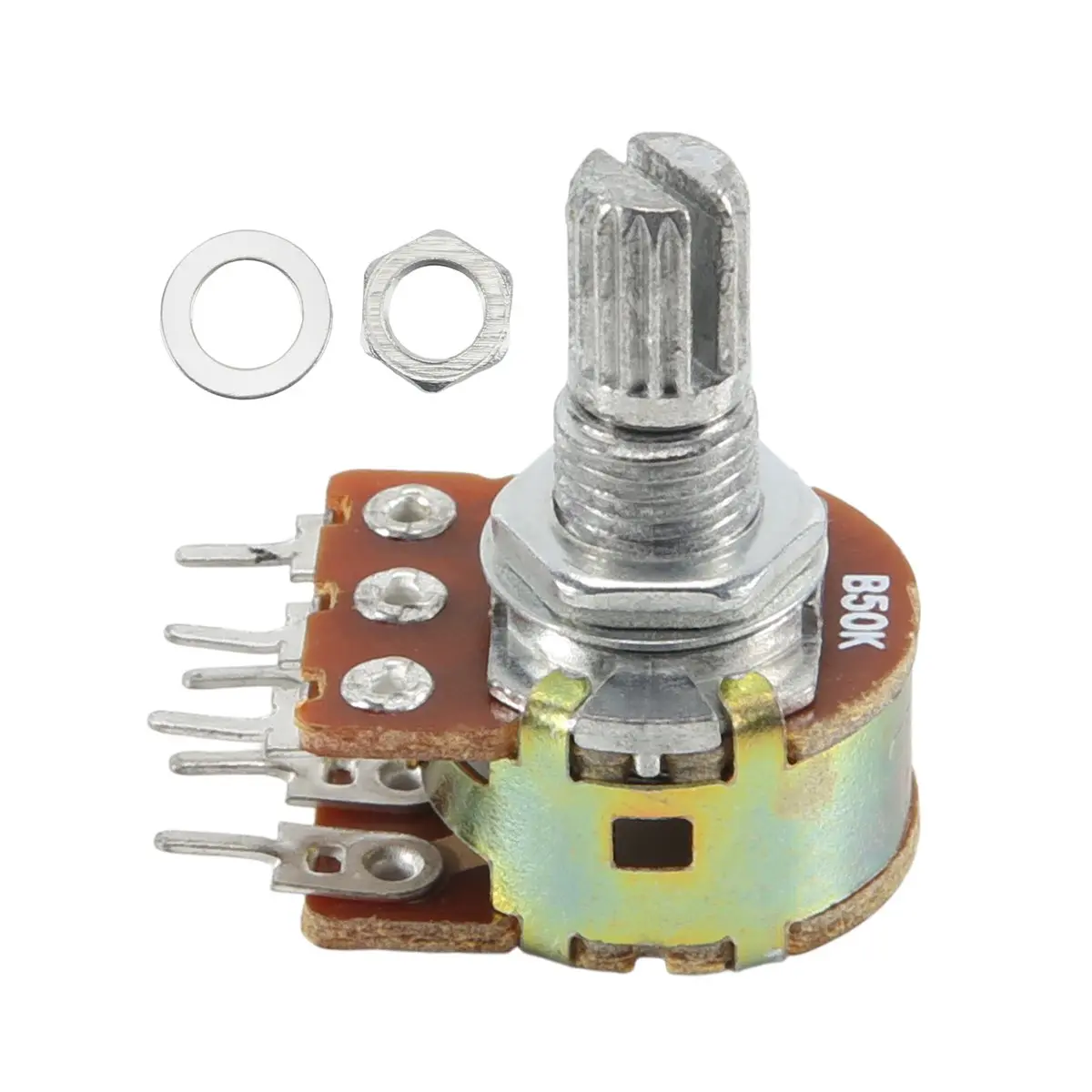 TCE 1 pcs silver metal B50K 50K ohm 6-pin dual trim potentiometer 3.8*2.8*1.7cm