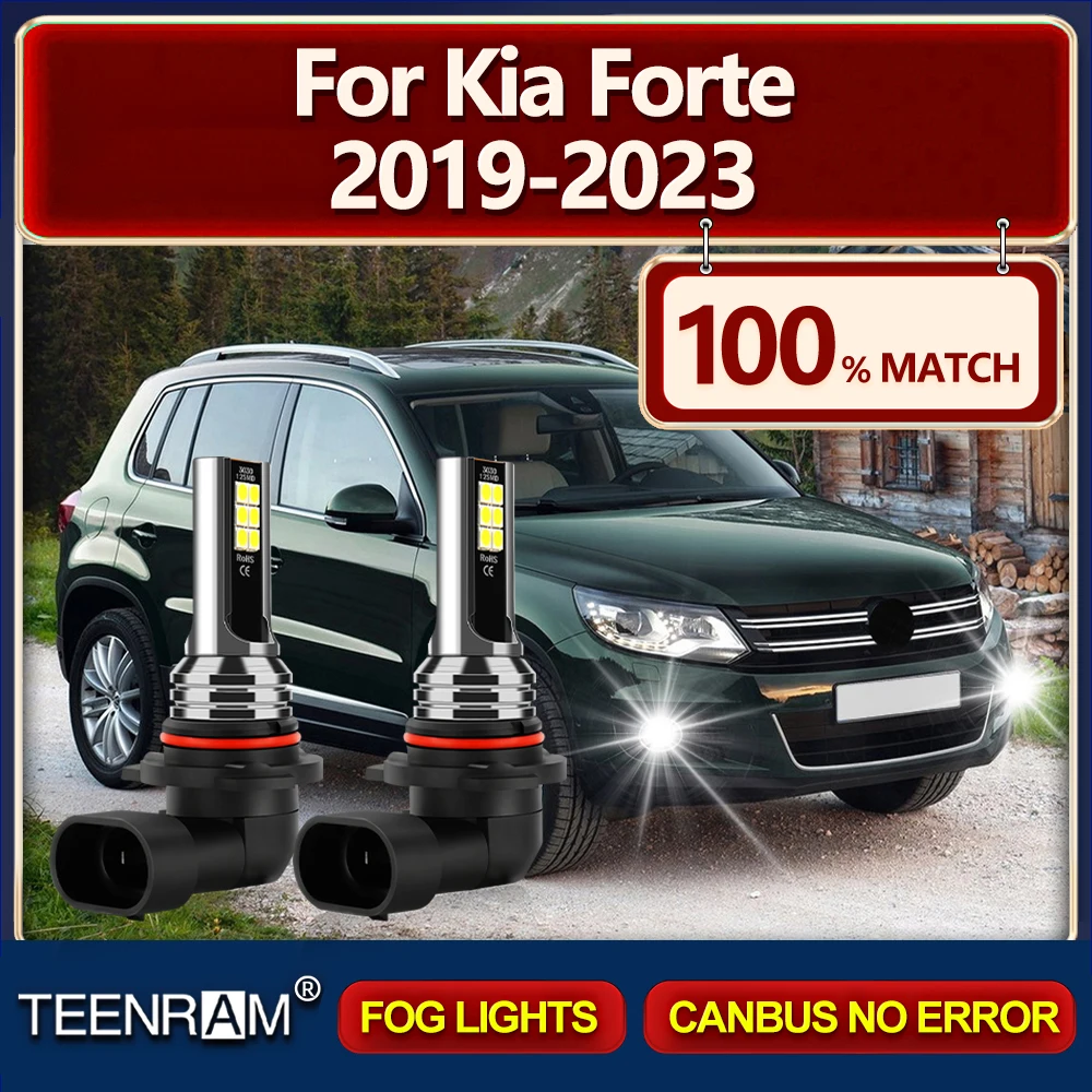 20000LM Canbus LED Fog Lamps 60W CSP Chips Fanless Auto Fog Lamps 12V 6000K White For Kia Forte 2019 2020 2021 2022 2023