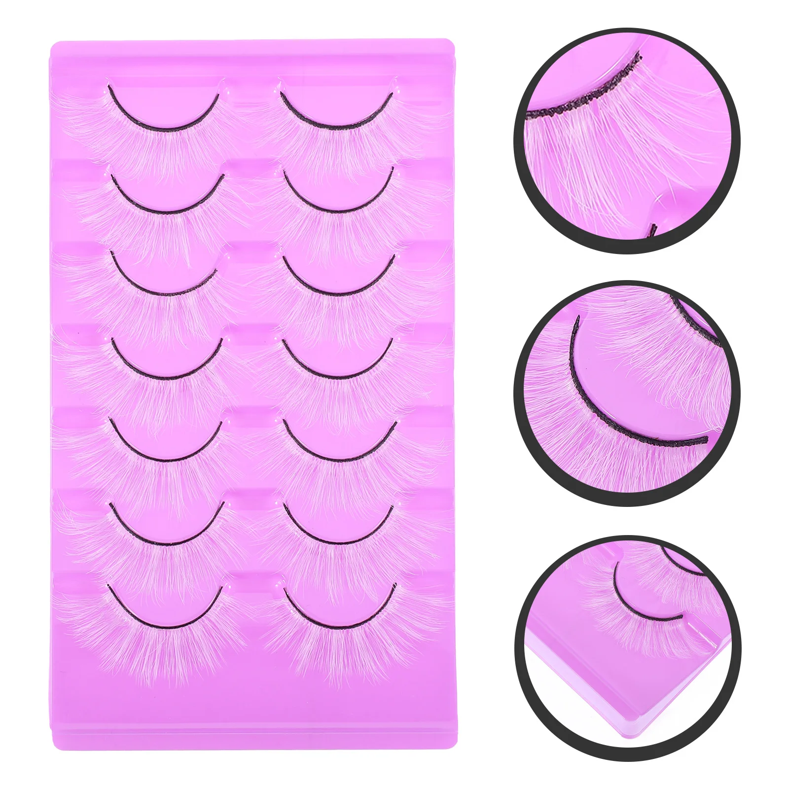 7 أزواج من الرموش الصناعية البيضاء ذات المظهر الطبيعي سهلة الارتداء، تصميم منحني للحفلات التنكرية، رموش صناعية للنساء