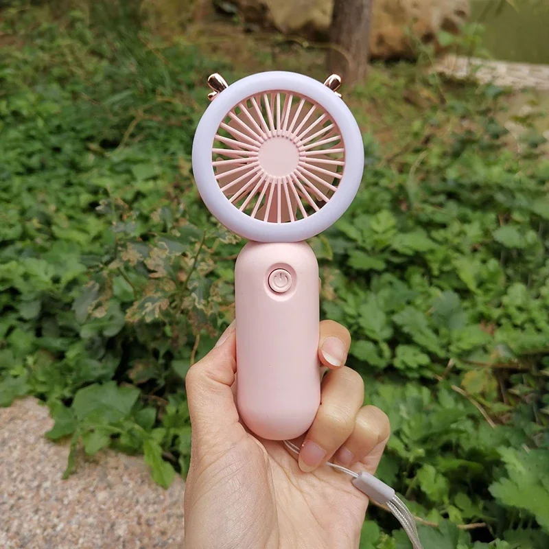 Portable Mini Hand Fan with Night Light USB Rechargeable for Children and Ladies, Summer Air Cooler. Power generator Windmill