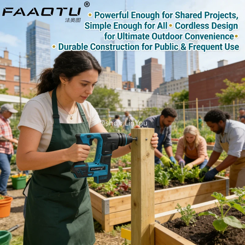 

FAAOTU HR140D18V Cordless Brushless Rotary Electric Hammer Drill for Concrete Metal Wood Power Tool Suitable for MT battery