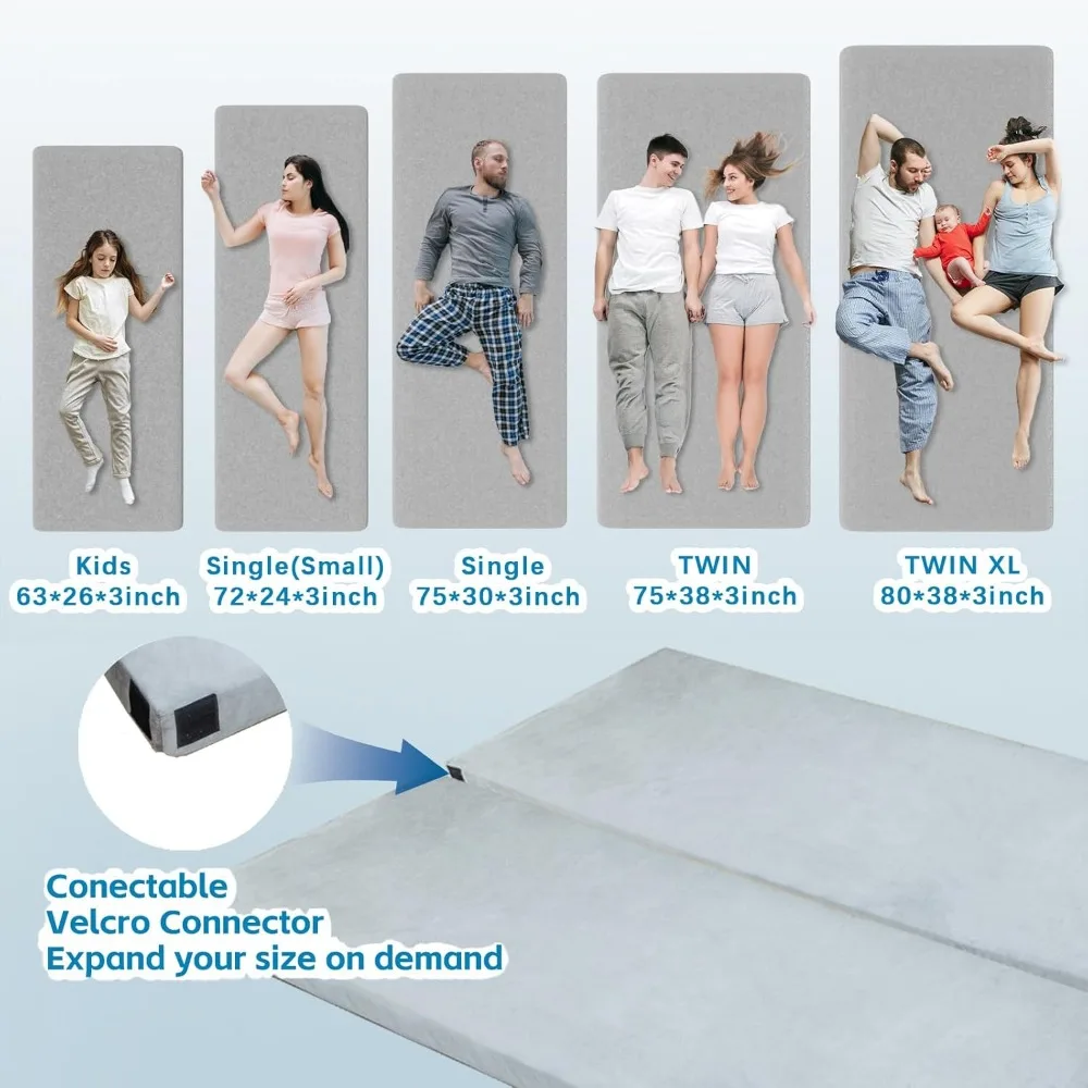 مرتبة تخييم إسفنجية، مرتبة تخييم محمولة قابلة للطي للسفر مع غطاء مقاوم للماء وحقيبة سفر #4