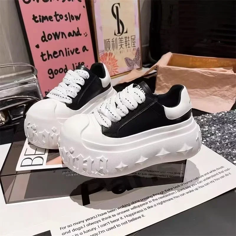 

ZHUOFU 2025 Luxury Brand Platform Design Shoes Women's Lace-up Chunky Sneakers Fashion Casual Board Walking Shoes for Girl Y2k