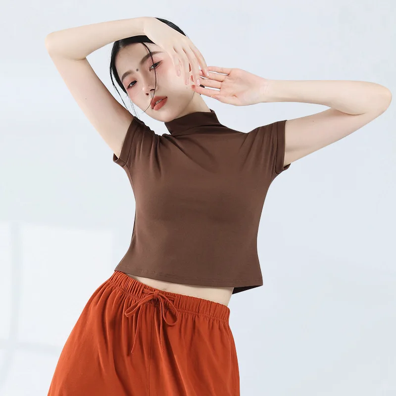 UMI MAO High Neck Short Sleeved Women's Tops Dancewear Classical Dance Slim Shape Training Clothes Modern Dance Practice Clothes