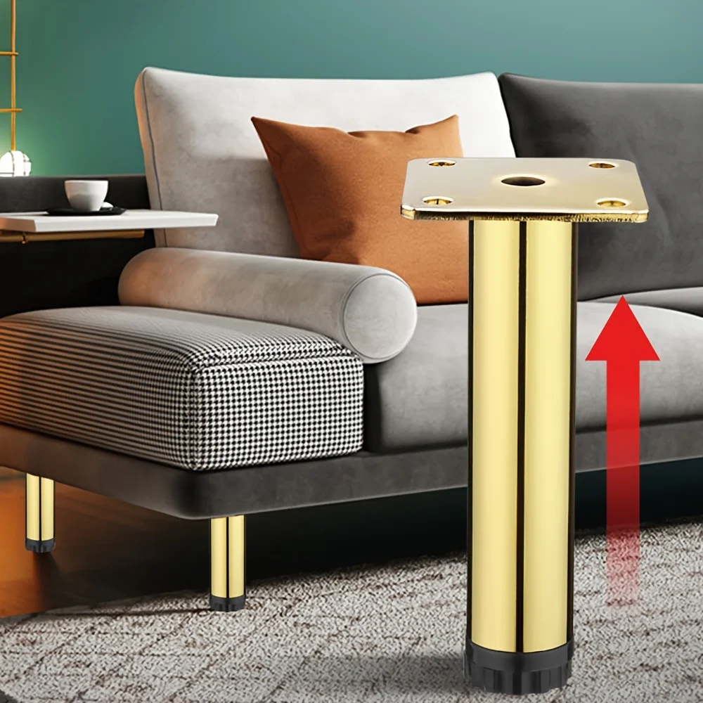 4 Stück 10 cm Möbel Sofa Tischbein Rundrohr Schrankbein Metallfüße Beinzubehör für Möbelbeschläge Zubehör