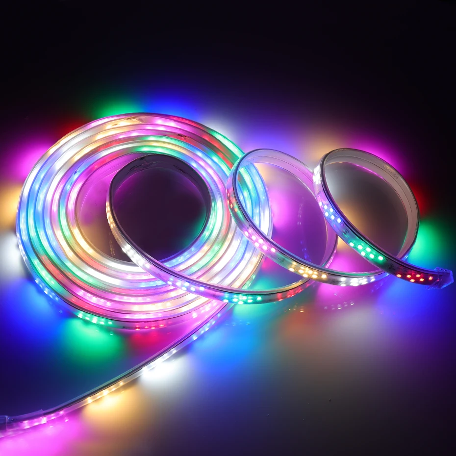 

220V Multicolor LED Light Strip 48/96/144LEDs/m Color Chasing Dreamcolor Led Tape Lamp 8 Modes Flexible Ribbon Home Decoration