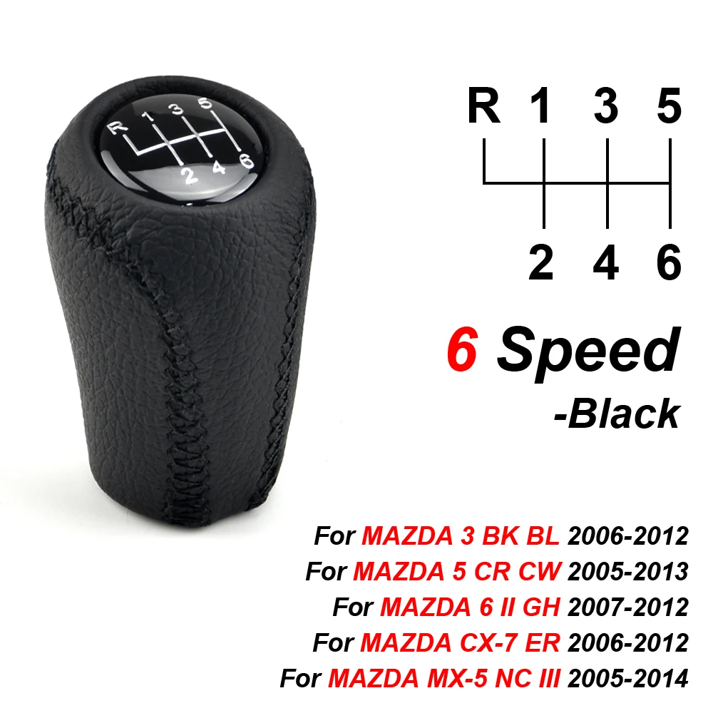 MT الجلود شيفتر رافعة الذراع كرة الرأس الجلود 5/6-Speed والعتاد التحول المقبض لمازدا 3 BK BL 5 CR CW 6 II GH CX-7 ER MX-5 NC III 23