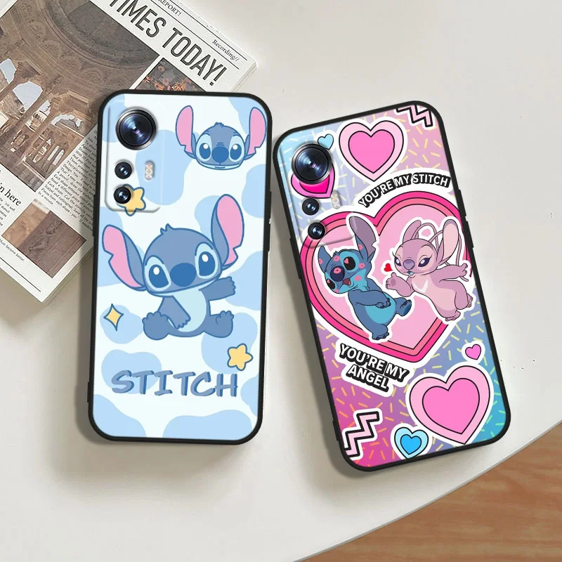 Stitch Angel Black Phone Case For Xiaomi Mi 10 9 8 Pro Lite SE A1(5X) A2(6X) A3(CC9E) Note 10(10Pro) Funda Soft Cover Shell Capa