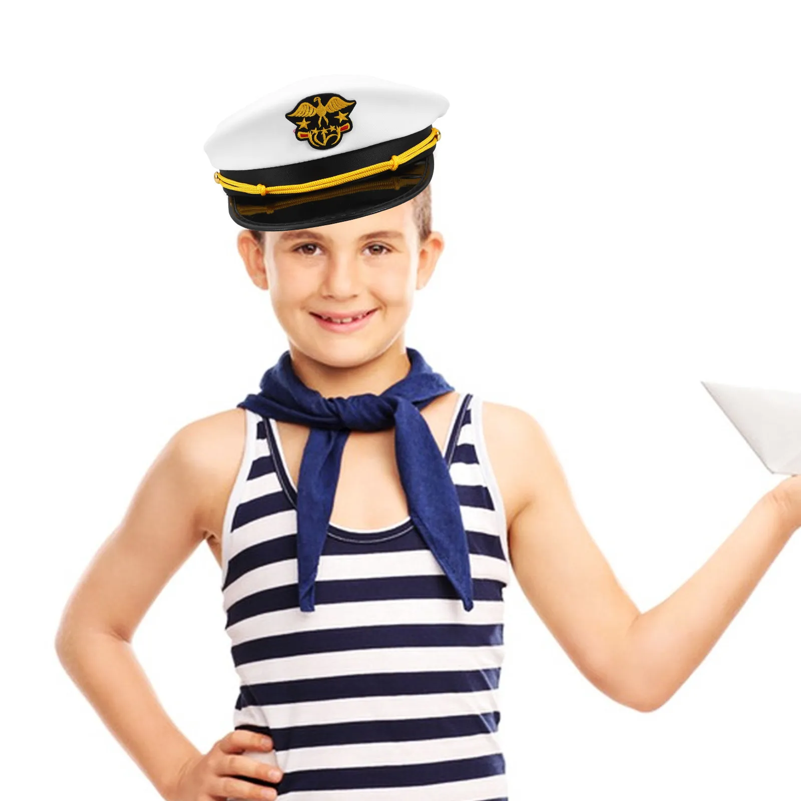 Kids Yacht Captain Hat 56Cm Embroidered Custom Sailor Hat Cruise Party Costume Themed Stage Performance Captain Hats
