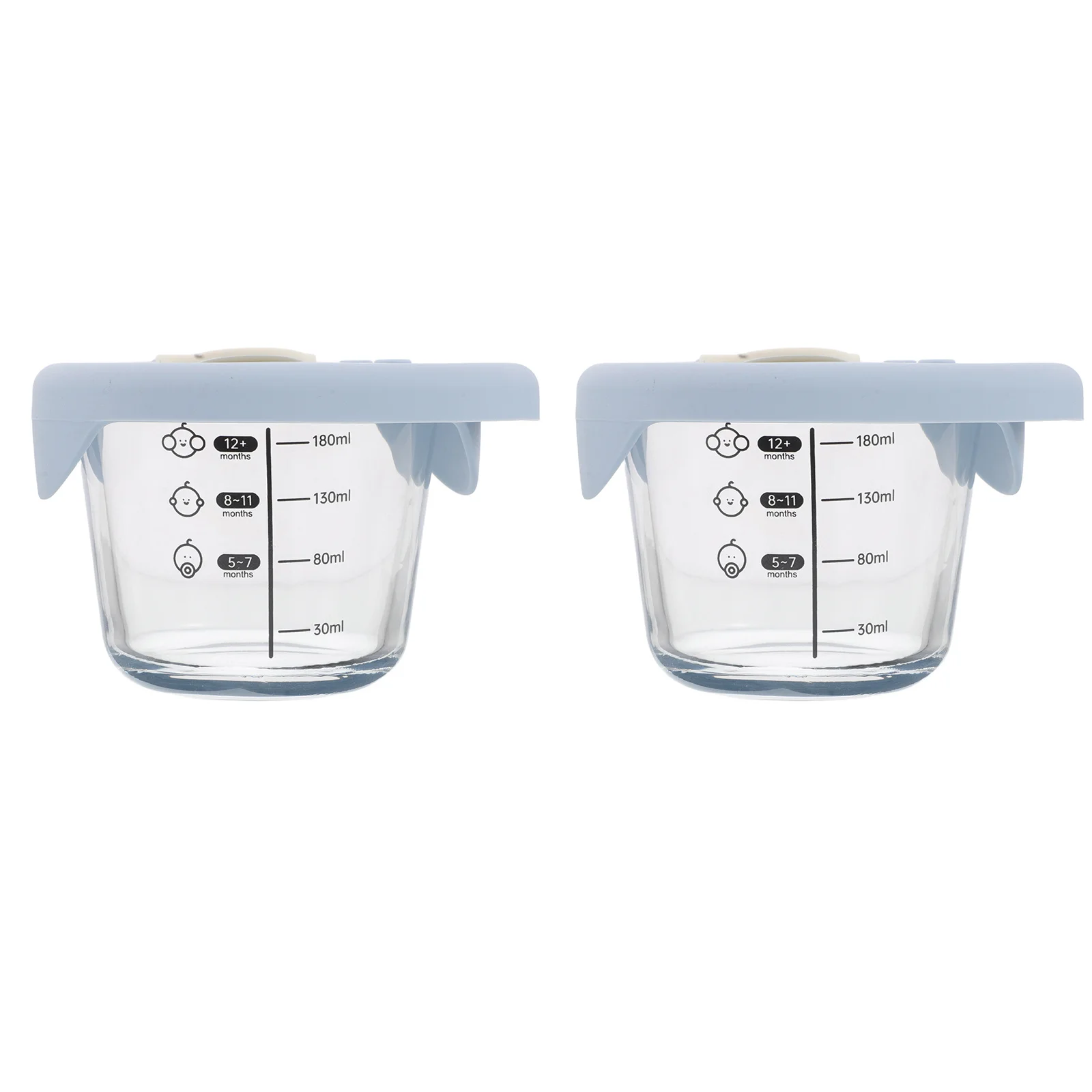 2 قطعة وعاء طعام تكميلي للأطفال حاويات زجاجية 6 أونصة 180 مللي فريزر مانع للتسرب صديق للتكديس أطباق مستديرة للرضع