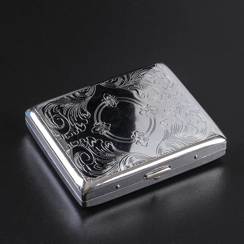 

Metal Cigarette Case Decorative Pattern Portable Moisture-proof and Pressure-resistant Simple Cigarette Case Hold 20 Cigarettes