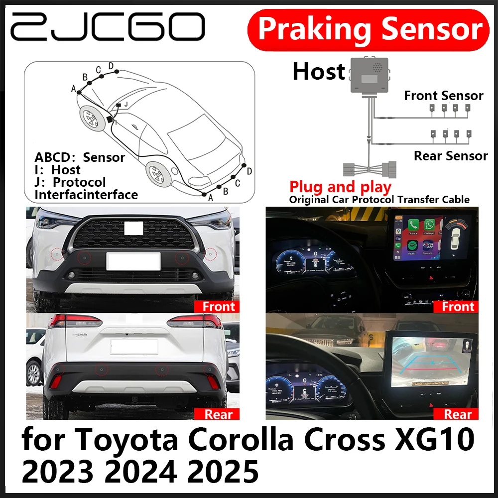 

ZJCGO OEM Front Rear Reverse Parking Sensor PDC Car Reversing AID System for Toyota Corolla Cross XG10 2023 2024 2025