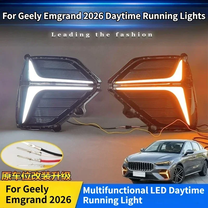 For Geely Emgrand 2026 Car Led Daytime Running Light Front Fog Light Modification Yellow Turn Signal 12V Daylights Accessories detail image 1