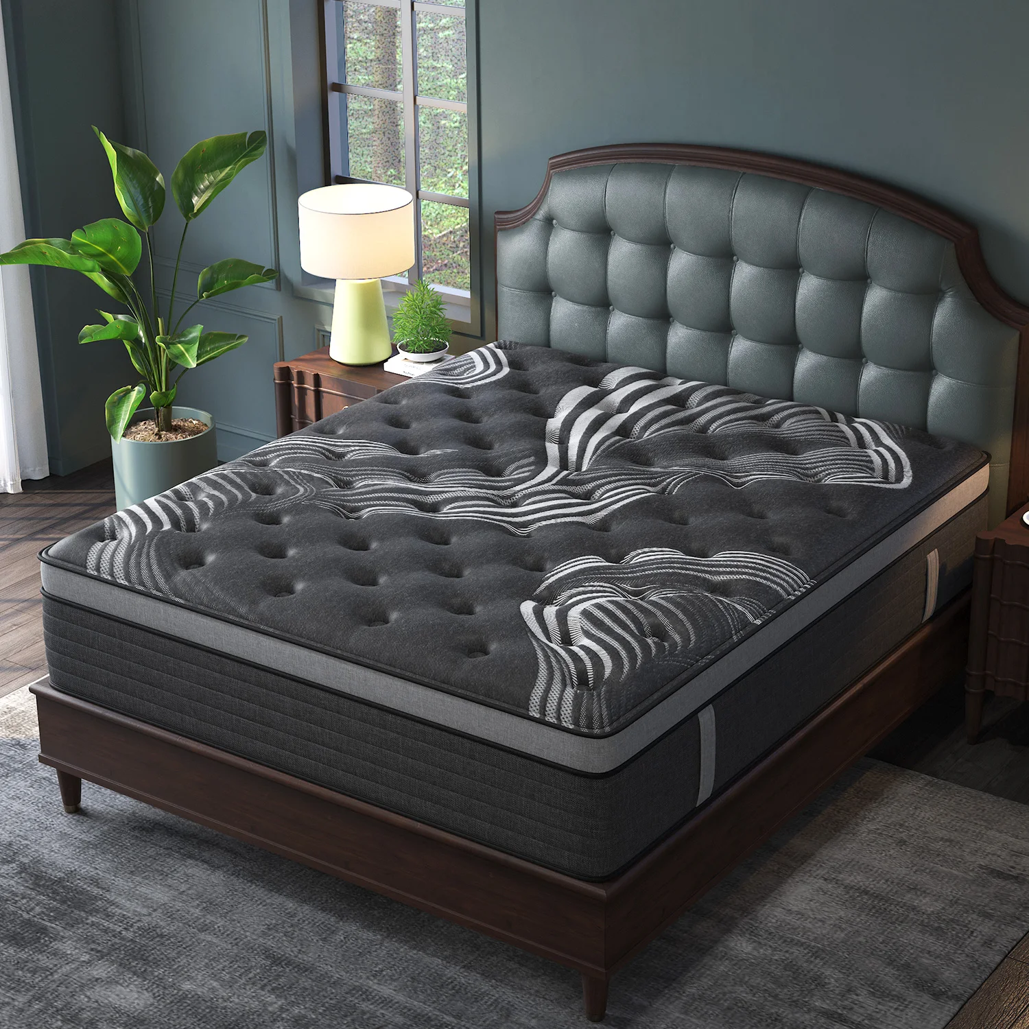 مرتبة زنبركية جيب هجينة من إسفنج الذاكرة مقاس 14 بوصة مرتبة كينج كوين كاملة توأم في صندوق، عزل حركة متوسط ثابت