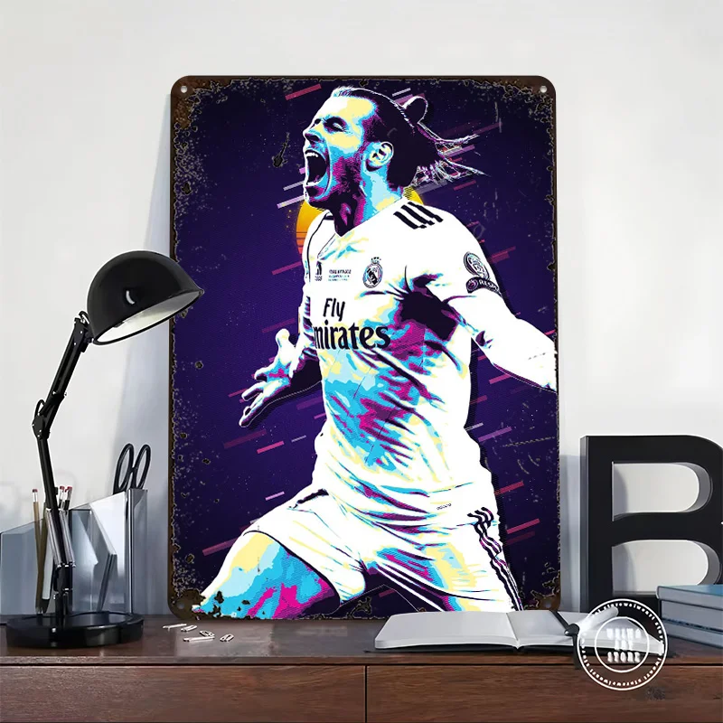 Gareth Bale Retro Art Printed Poster Customizable Wall Art Retro Vintage Metal Tin Signs for Home Room Bathroom Decor Coffee Bar