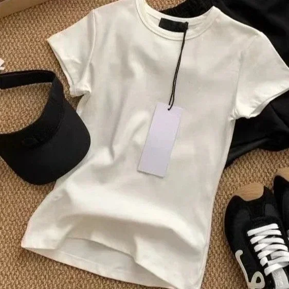 

LO Yoga Women's Slim Fit Short Sleeve T-Shirt Letter Print Casual Sports Top 100% Cotton Summer Basic Female Tee