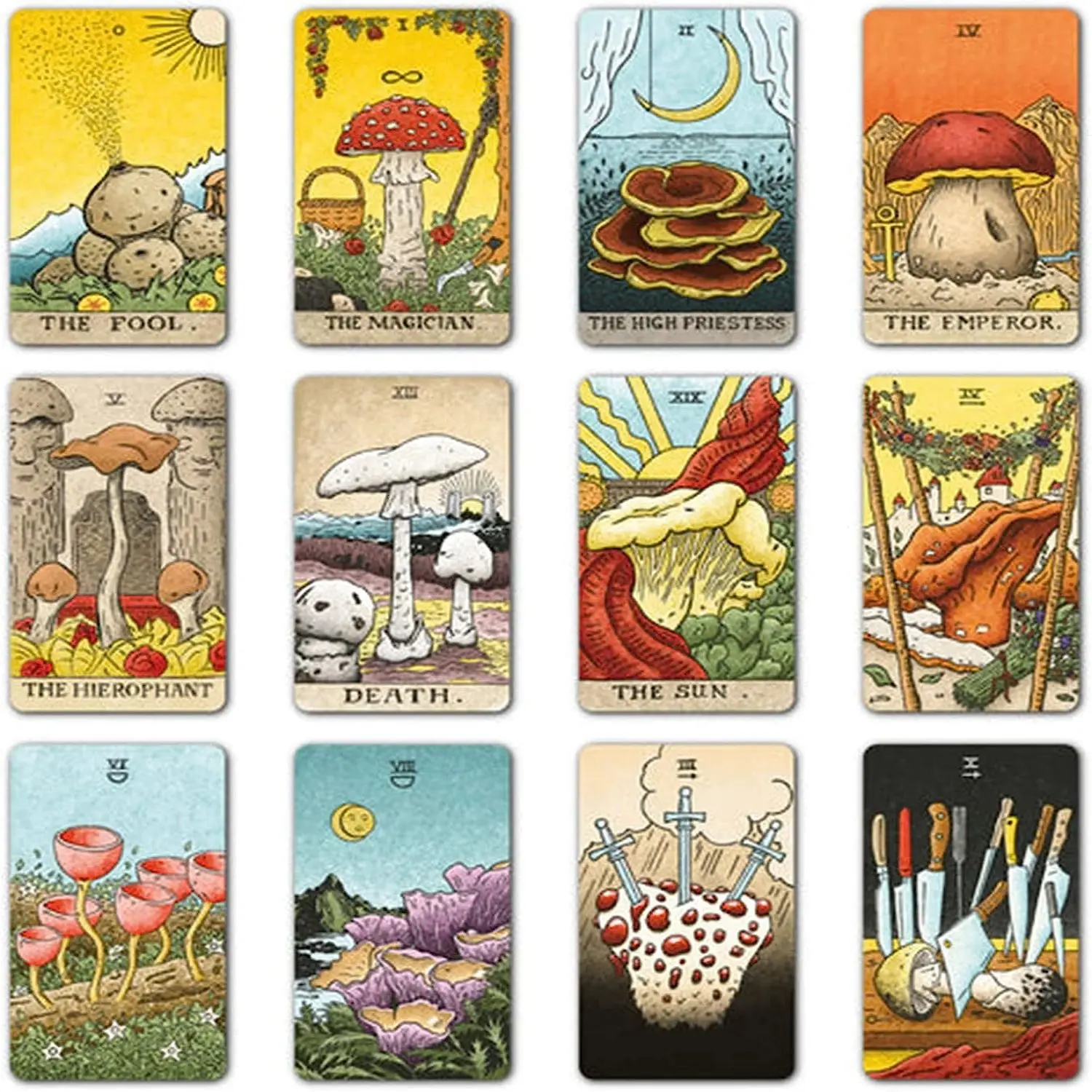 12x7cm The Large Size Mushroom Tarot Cards English Version With Guidebook for Beginners Fortune Telling Deck Board Game