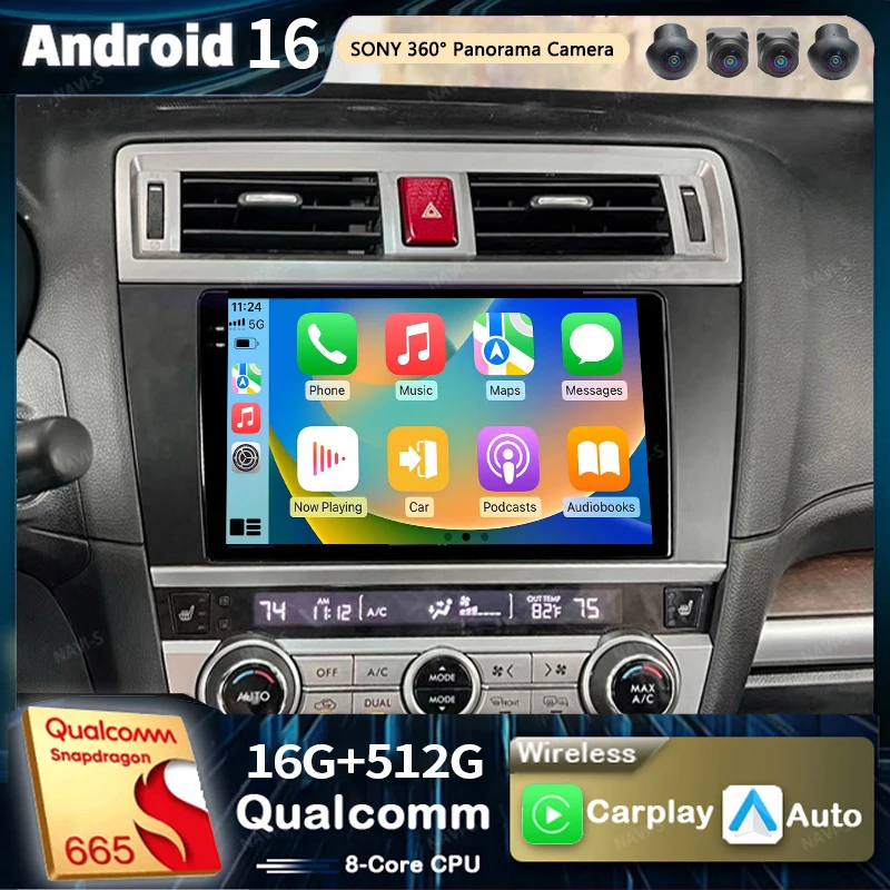 Android 16 For Subaru Outback 5 Legacy 6 2014 -2017 2K QLED Stereo Car Radio Multimedia Video Player GPS AI Voice CarPlay 4G DSP
