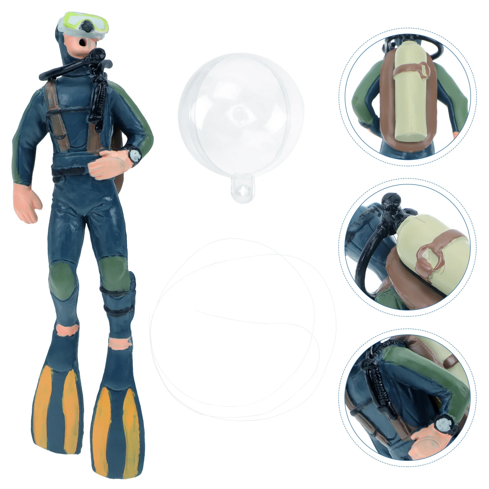 

Fish Tank Resin Diver Decoration Aquarium Adornment Compact Suitable Most Size Tanks Durability Wear Resistance