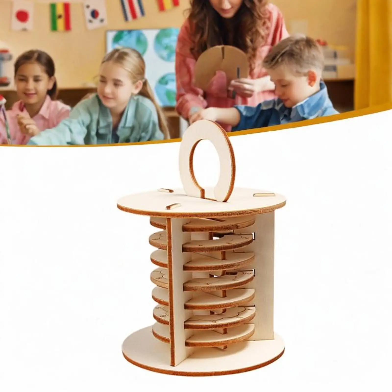 Wooden Building Block Kit Combination Lock Model Set for School Boys Girls