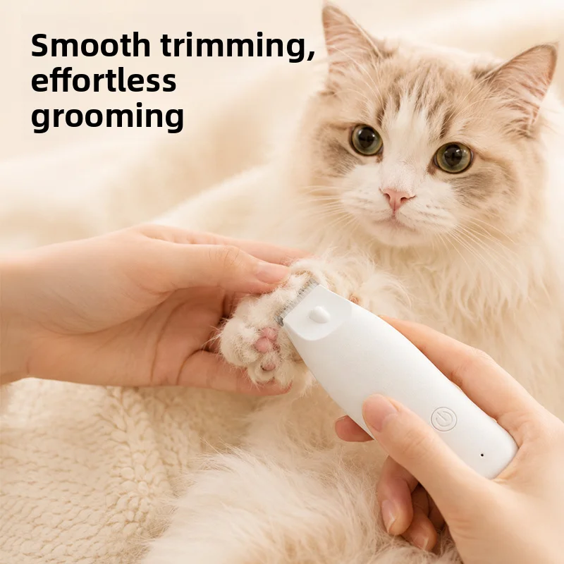 Low Noise Pet Trimmer For Cats Dogs USB Rechargeable Paw Hair Clipper With LED Light Safe Rounded Blade Grooming Tool