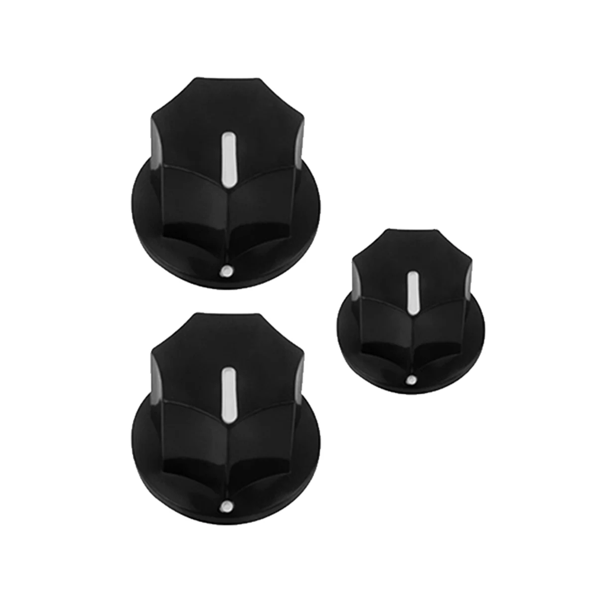 FLEOR 3pcs Black Plastic Guitar Knobs Effect Pedal Amp Potentiometer Knobs - 2 Big 1 Small