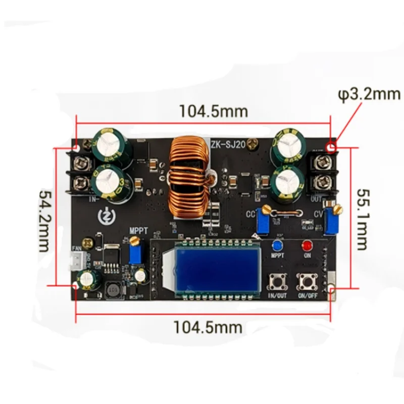 ZK-SJ20 300WSynchronous Rectification20A Automatic Step-down Power Module Solar ChargingMPPT