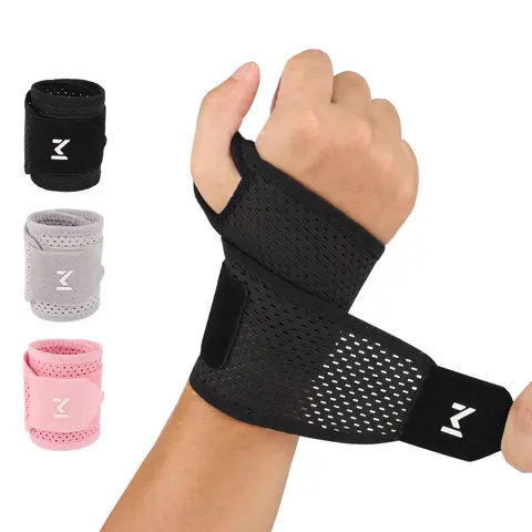 1pc Adjustable Wrist Strap Sports Wrist Support Brace Black Weightlifting Wristband For Men & Women Badminton Tennis Gym