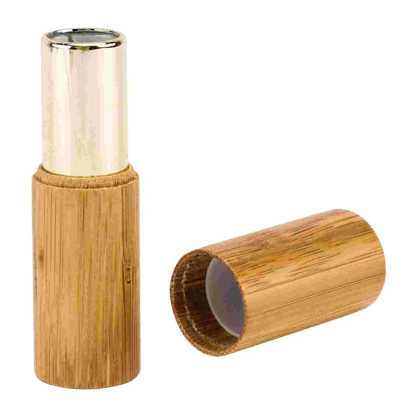 2 Pcs Storage Container Bottle Lipstick Tube Empty Containers Bamboo Tubes