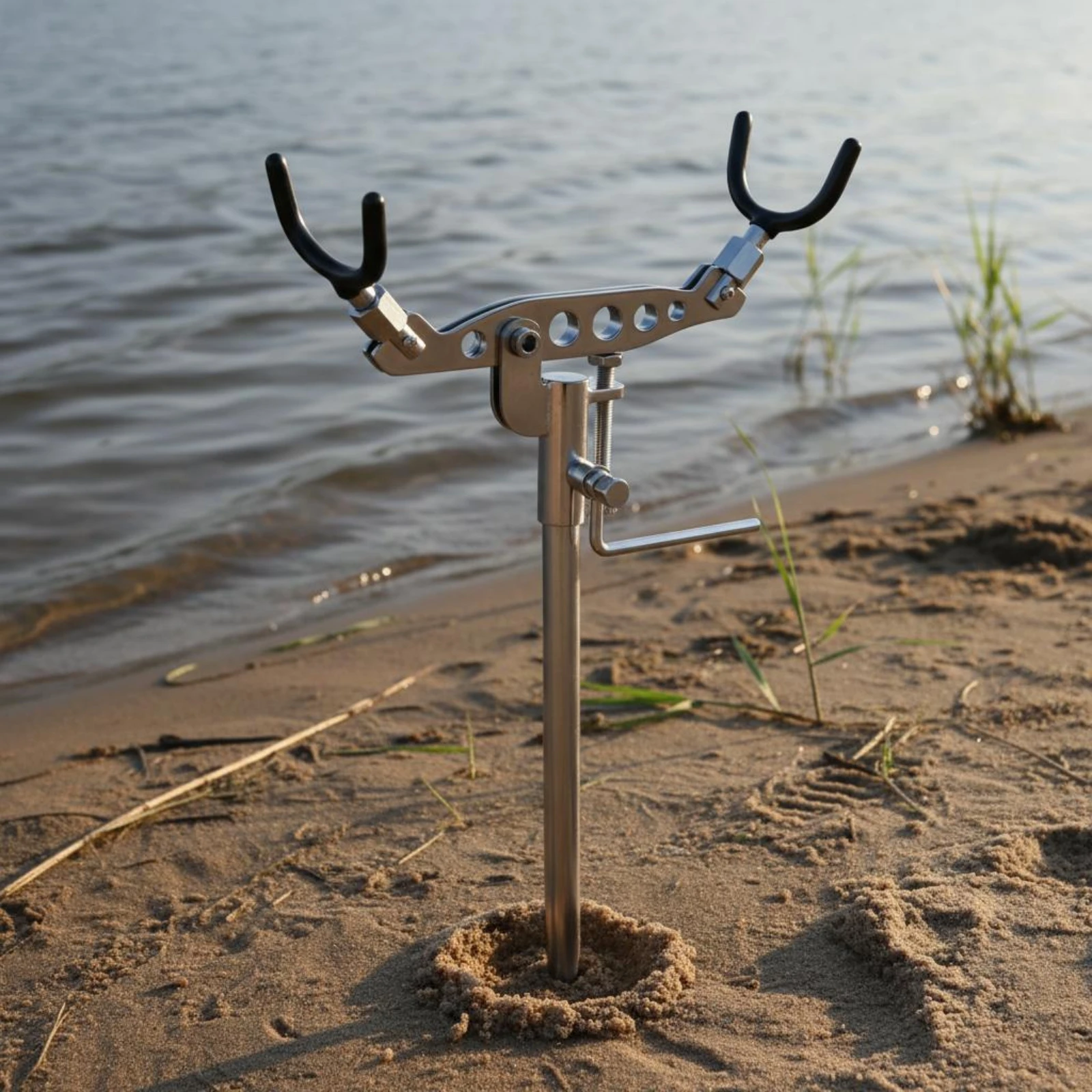 Ground Stake Rod Holder Universal Fit Stainless Steel Fishing Pole Holder Adjustable Fishing Rod Stand Heavy Duty Portable
