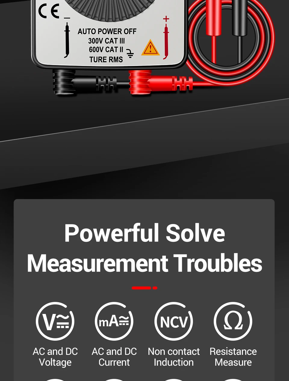 ANENG AN101 Mini-Digitalmultimeter aus ABS-Material, 4000 Zähler, NCV-Detektor, Datenhaltefunktion, automatische Abschaltung für elektronische Wartungsarbeiten – Detail 1