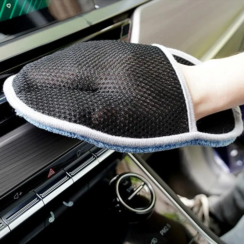 

1pc Car Wash Gloves Wash Pad Scratch-Free Cleaning Mitts Super Absorbent Coral Velvet Car Mitt Car Wash Accessories For Cars