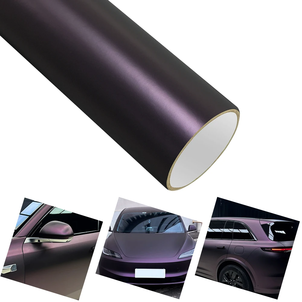 

Matte Black Purple Car Vinyl Film Auto Wrap Vinyl Decal With Air Release Self Adhesive Creative Car Body Decoration Accessories