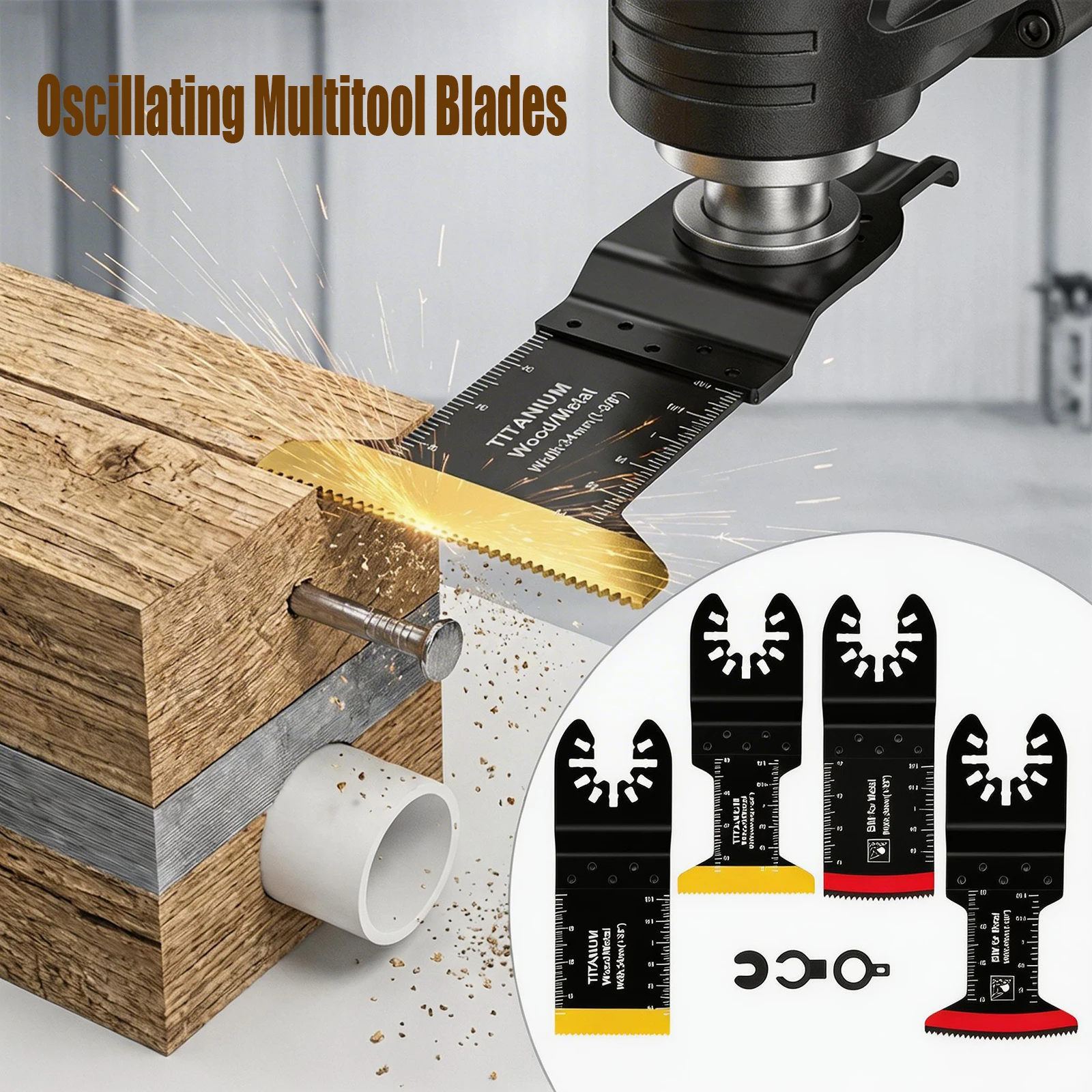 

Titanium Oscillating Saw Blades Metal Cutting Multitool Blades for Soft Metal Nails Hard Material Wood Plastic Multi Tool Blades
