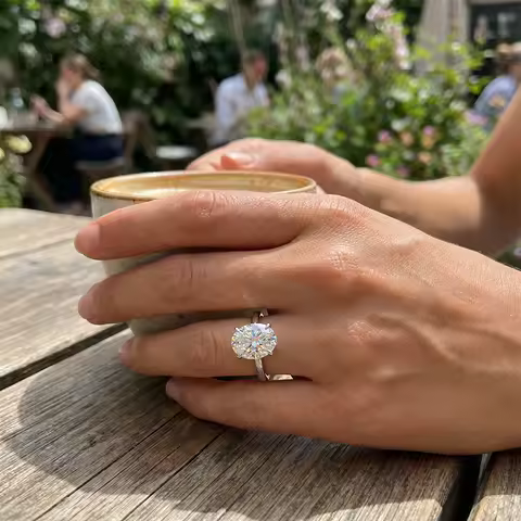 KNOBSPIN 1-4CT Oval Cut Moissanite Rings for Women GRA Certified Diamond Jewelry s925 Sterling Silver Engagement Wedding Ring