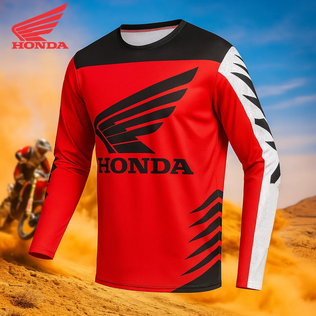 

Quick Dry Honda Motorcycle Jersey for Men Long Sleeve Breathable Motocross Shirt Comfortable Gear and Mountain Racing