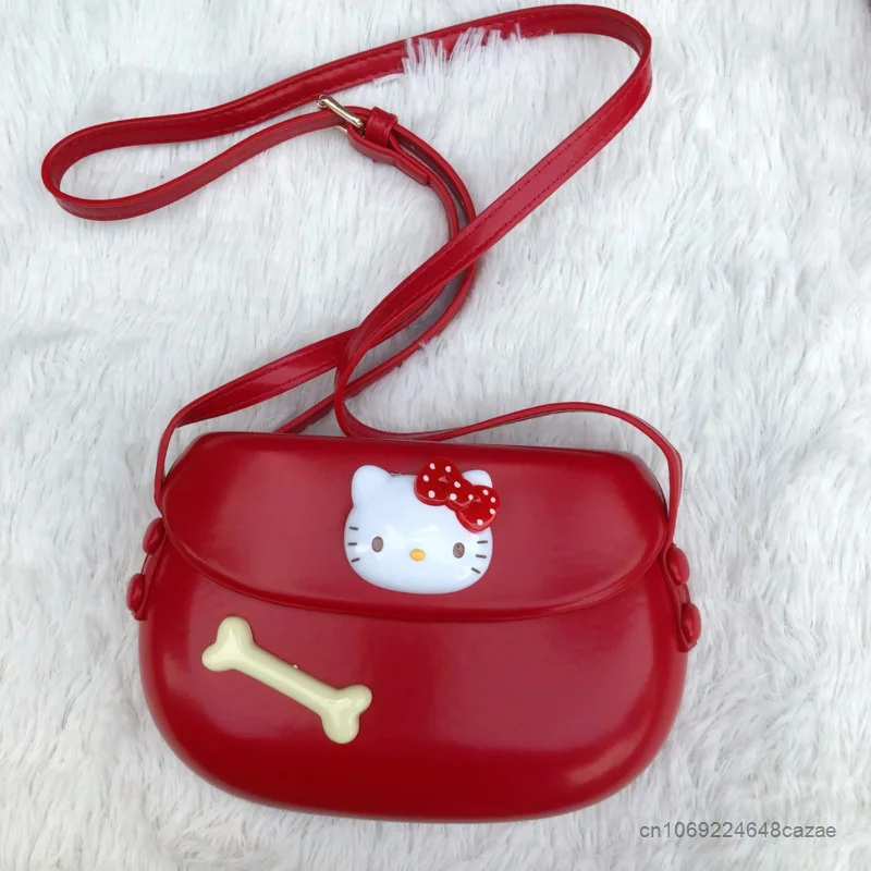 Sanrio Hello Kitty Saddle Bag Cartoon Fashion Messenger Bags Women Cute Versatile Crossbody Bag Y2k Vintage Trend Shoulder Bag