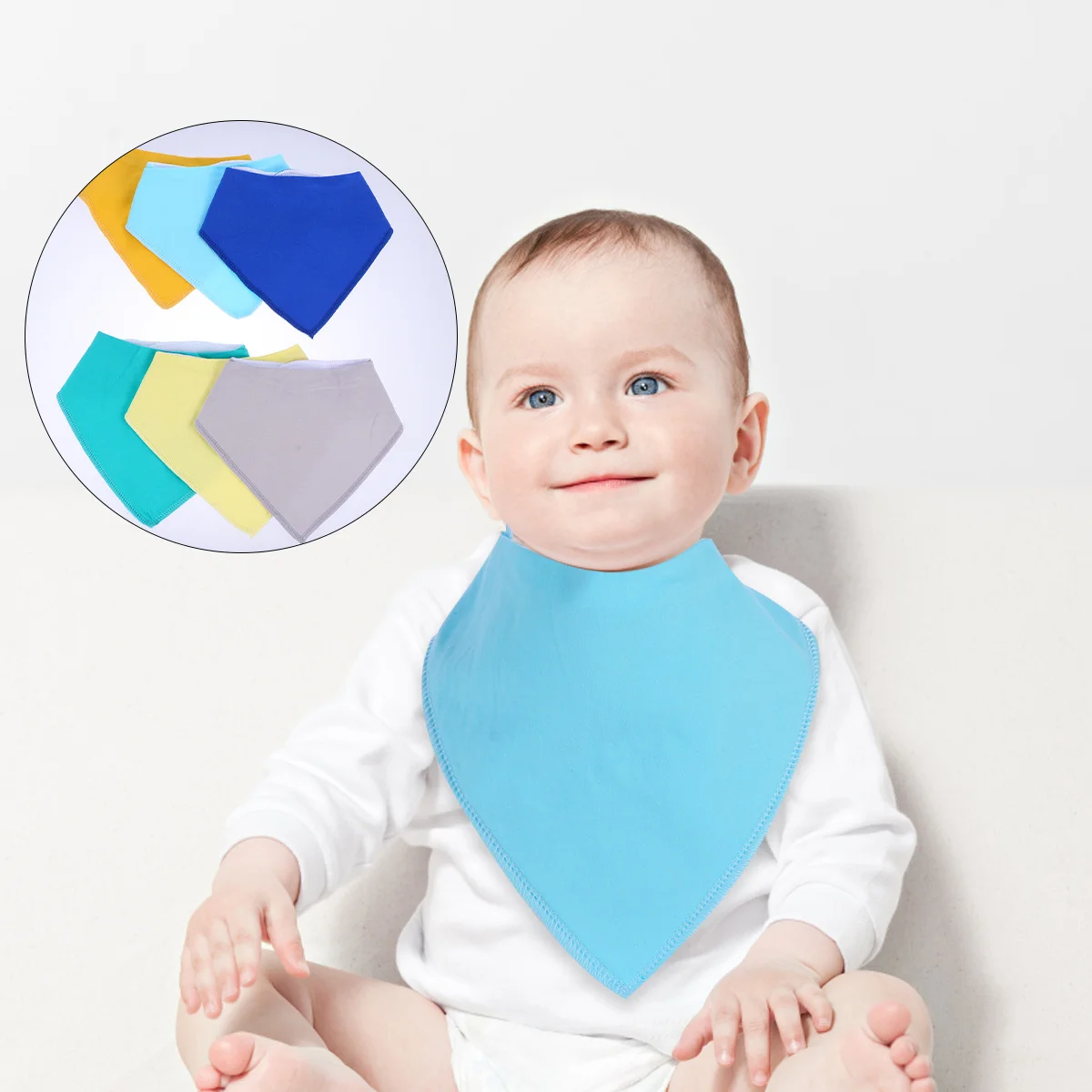 

6 pcs Absorbent Drool Bibs Baby Bandana Cotton Set For Newborn 0-36 Months Snap Closure Soft Reusable Saliva Towel Waterproof