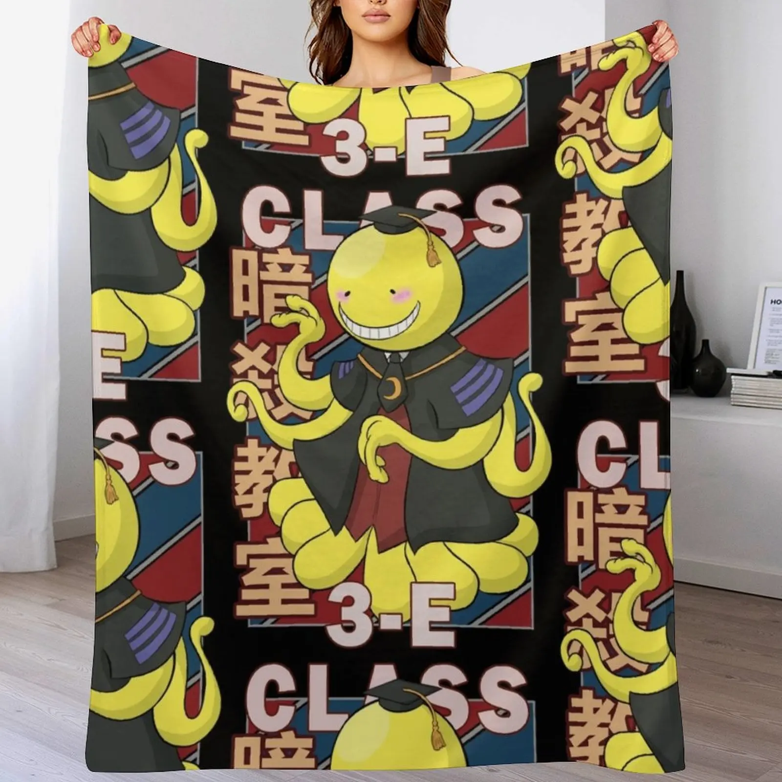 

Koro sensei V2 Vintage Stripe Design Throw Blanket Shaggy Furry Soft Blanket for Bedroom Living Room